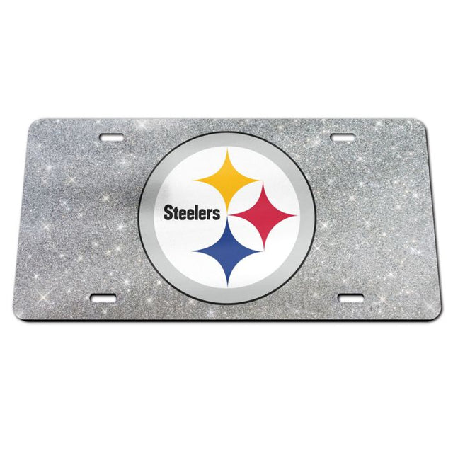 Pittsburgh Steelers GLITTER BACKGROUND Specialty Acrylic License Plate