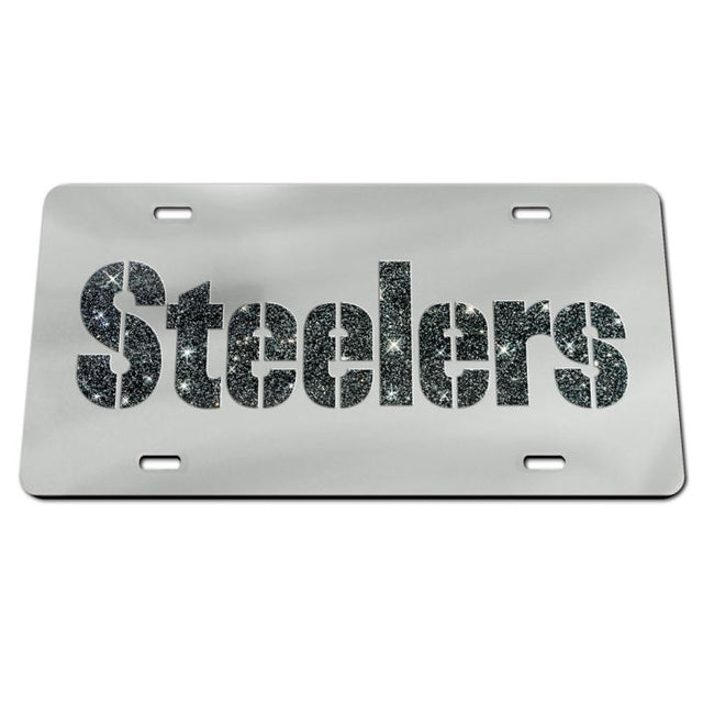 Pittsburgh Steelers GLITTER LETTERS Acrylic Classic License Plates