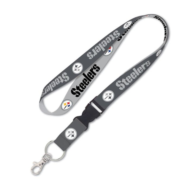 Pittsburgh Steelers Gray Lanyard w/detachable buckle 1"