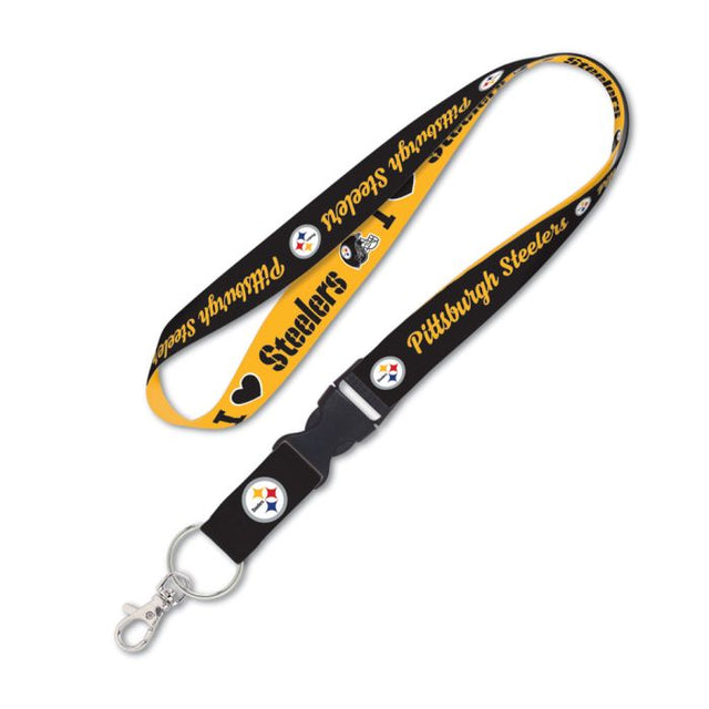 Cordón con forma de corazón de los Pittsburgh Steelers con hebilla desmontable de 1"