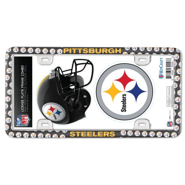 Pittsburgh Steelers License Plate Thin Frame - Plastic w/Decal