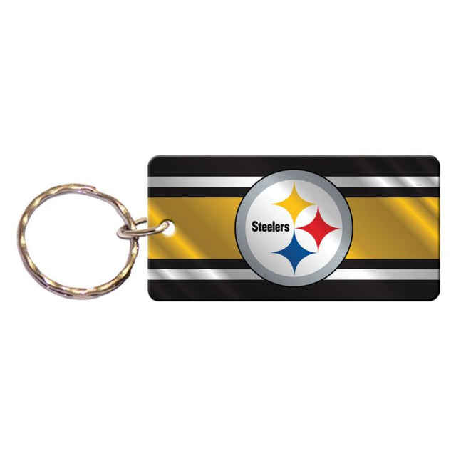 Llavero rectangular con rayas metálicas de los Pittsburgh Steelers