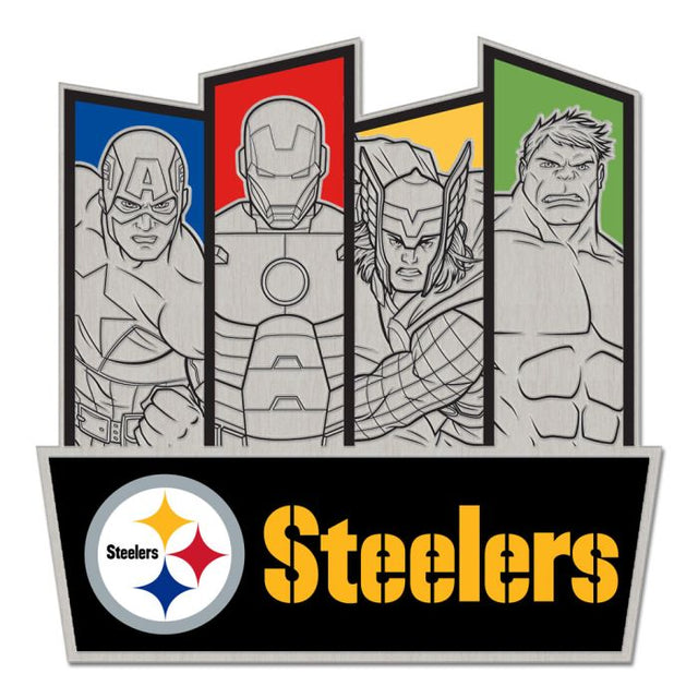 Tarjeta de joyería con pin de colección de Marvel de Pittsburgh Steelers/Marvel (C) 2021