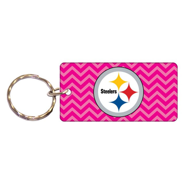 Pittsburgh Steelers PINK CHEVRON Keychain Rectangle