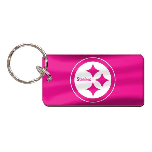 Llavero rectangular rosa de los Pittsburgh Steelers