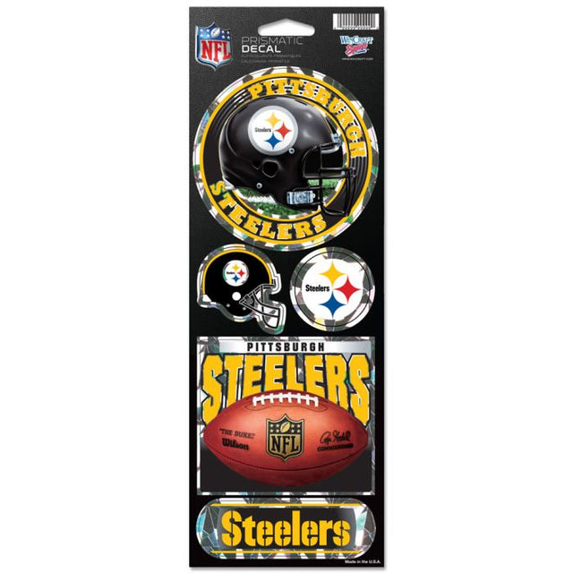 Calcomanía prismática de los Pittsburgh Steelers de 4" x 11"