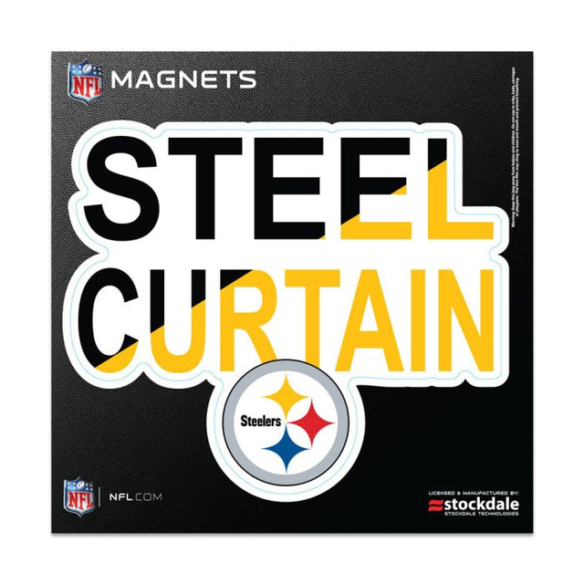 Imanes para exteriores con el lema de los Pittsburgh Steelers, 6" x 6"