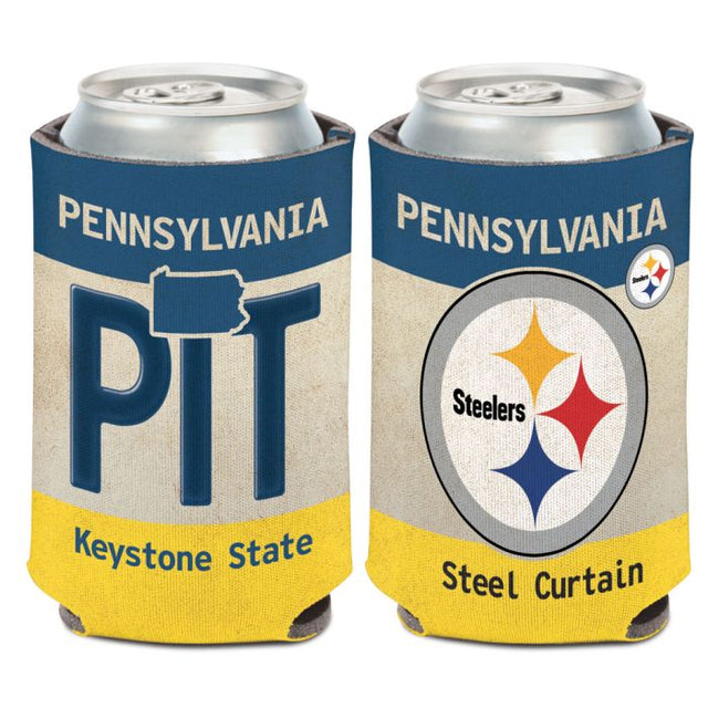 Enfriador de lata con placa ESTATAL de Pittsburgh Steelers, 12 oz.