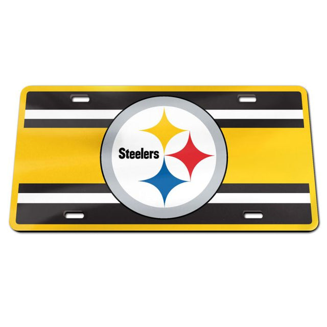 Placa de matrícula especial de acrílico con el logo de los Pittsburgh Steelers STRIPES