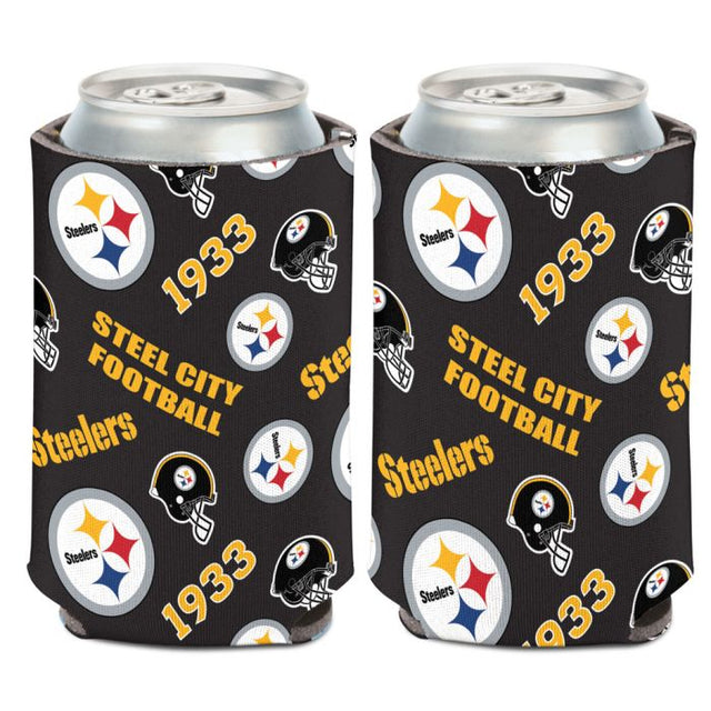 Enfriador de lata con estampado disperso de los Pittsburgh Steelers, 12 oz.