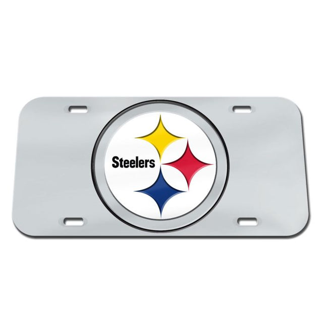 Placa de matrícula especial de acrílico con fondo plateado de los Pittsburgh Steelers