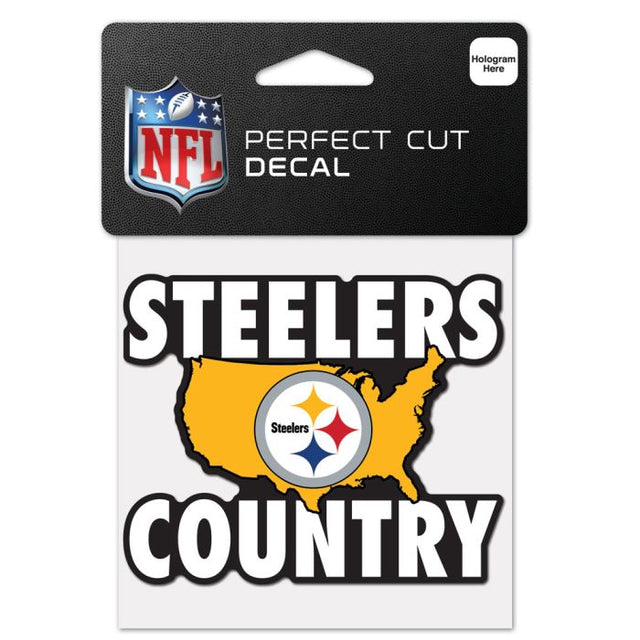 Calcomanía de color de corte perfecto con el eslogan de los Pittsburgh Steelers de 4" x 4"