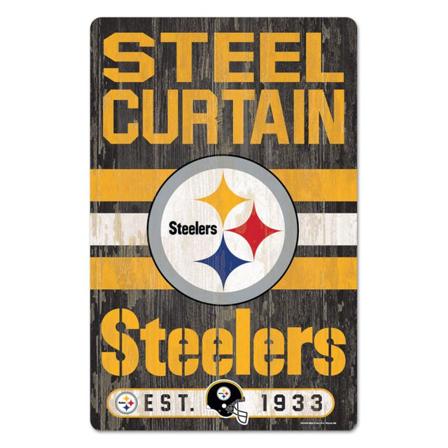 Letrero de madera con el eslogan de los Pittsburgh Steelers, 11" x 17", 1/4" de grosor