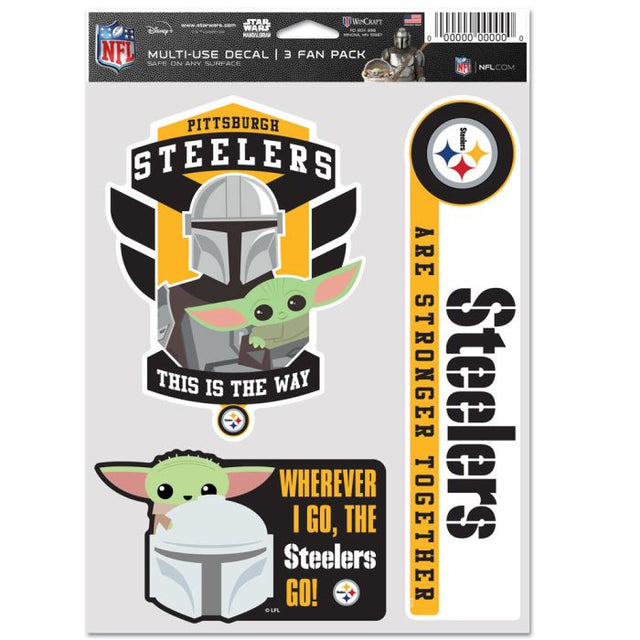 Paquete multiusos para 3 fanáticos de los Pittsburgh Steelers y Star Wars Mandalorian