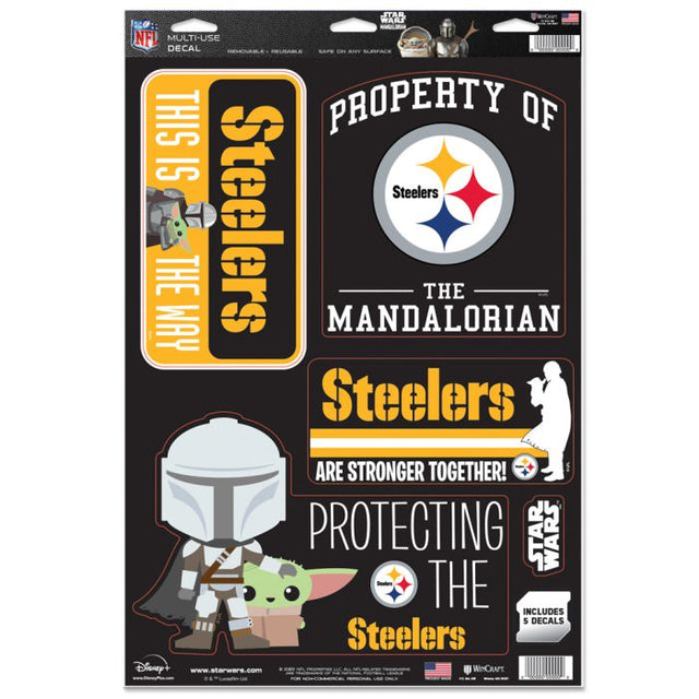 Calcomanía multiusos de los Pittsburgh Steelers y Star Wars Mandalorian de 11" x 17"