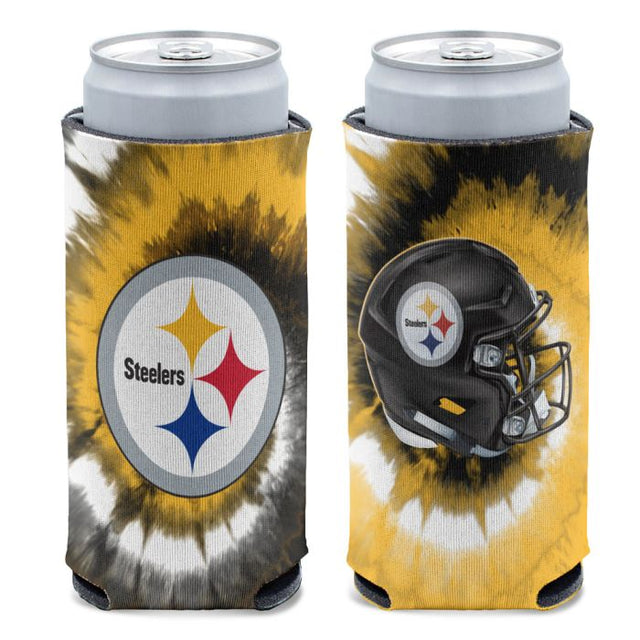 Hielera delgada de 12 oz con teñido anudado de los Pittsburgh Steelers