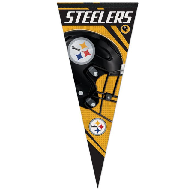 Banderín premium de rayas verticales de los Pittsburgh Steelers de 17" x 40"