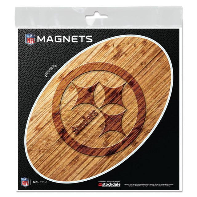 Imanes de madera para exteriores de los Pittsburgh Steelers, 6" x 6"