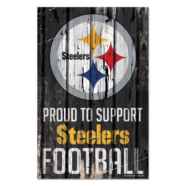 Letrero de madera de los Pittsburgh Steelers, 11" x 17", 1/4" de grosor