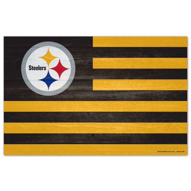 Letrero de madera de los Pittsburgh Steelers, 11" x 17", 1/4" de grosor