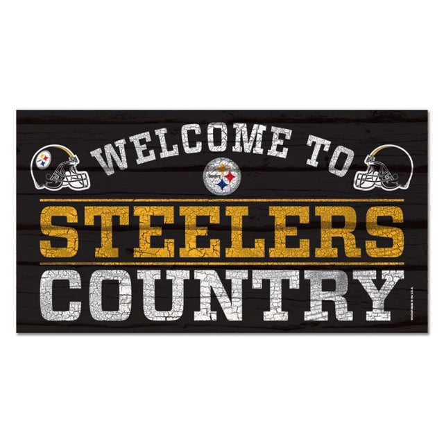 Letrero de madera de los Pittsburgh Steelers, 13" x 24", 1/4" de grosor