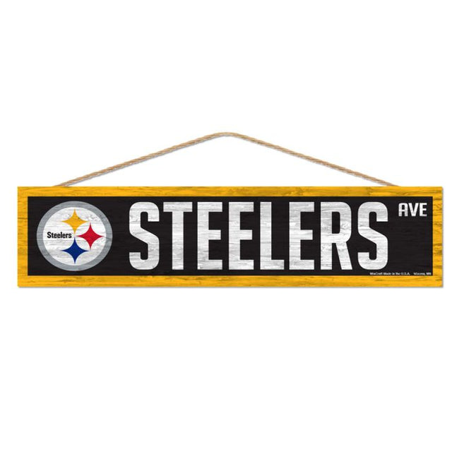 Pittsburgh Steelers Wood Sign-with Rope 4" x 17"