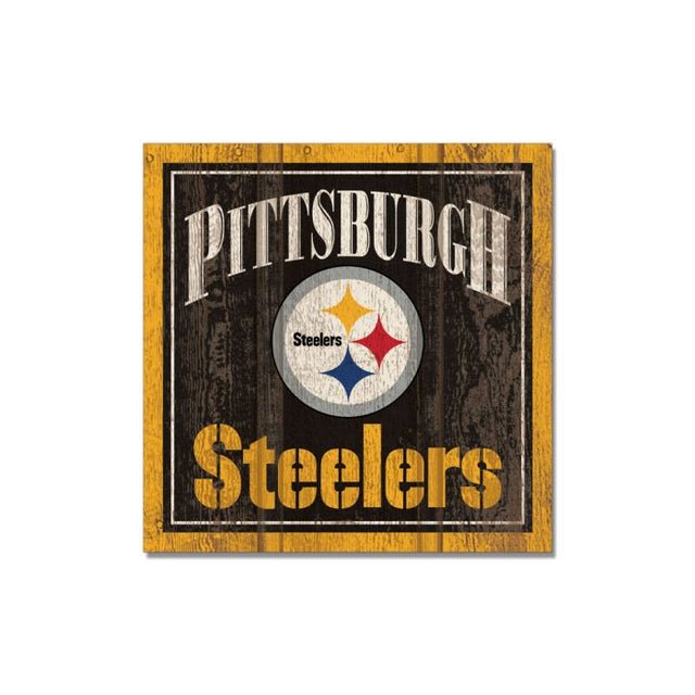 Imán de madera de los Pittsburgh Steelers de 3" x 3"