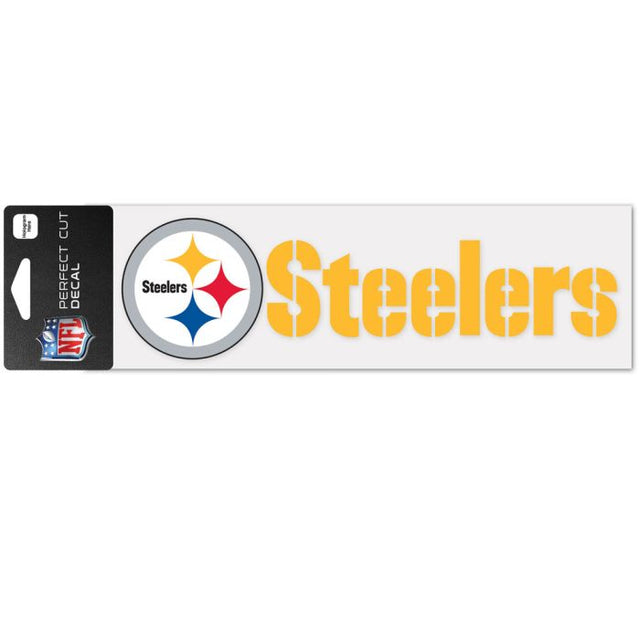 Calcomanías de corte perfecto con diseño de la marca denominativa de los Pittsburgh Steelers de 3" x 10"