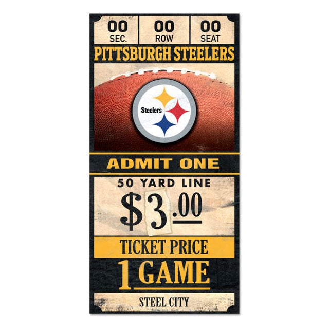 Pittsburgh Steelers ticket Wood Sign 6x12 3/8" thick