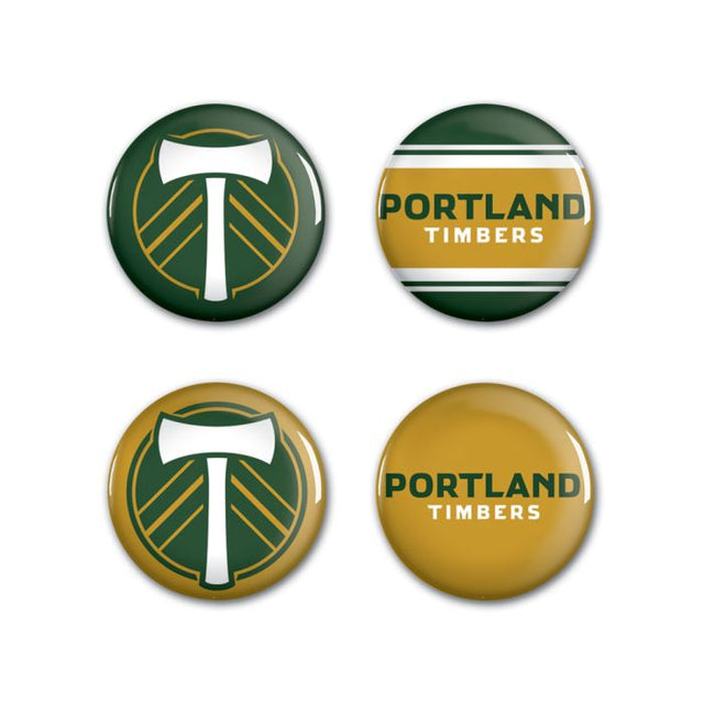 Paquete de 4 botones de Portland Timbers de 1 1/4" de diámetro