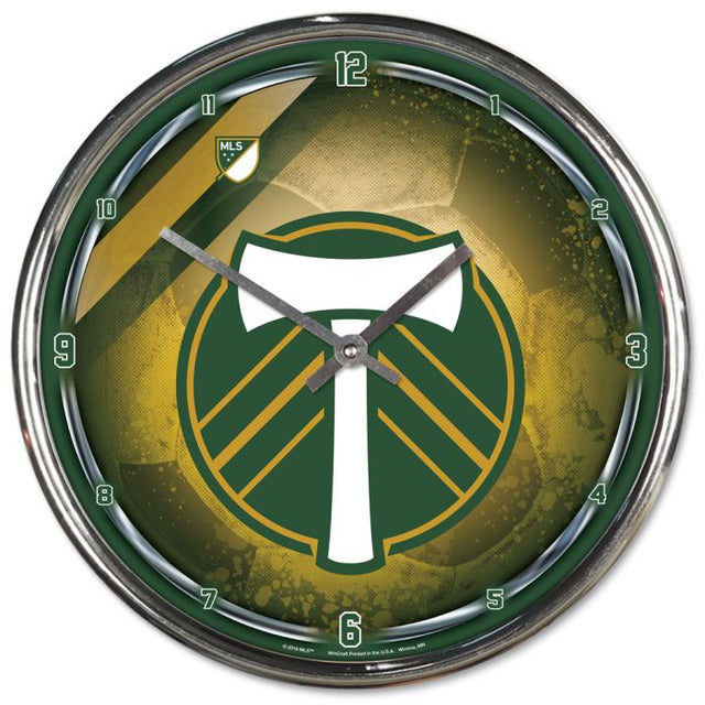 Reloj cromado con forma de balón de fútbol de los Portland Timbers