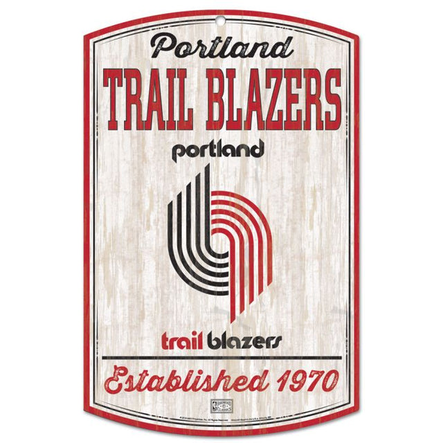 Portland Trail Blazers Hardwoods Wood Sign 11" x 17" 1/4" thick