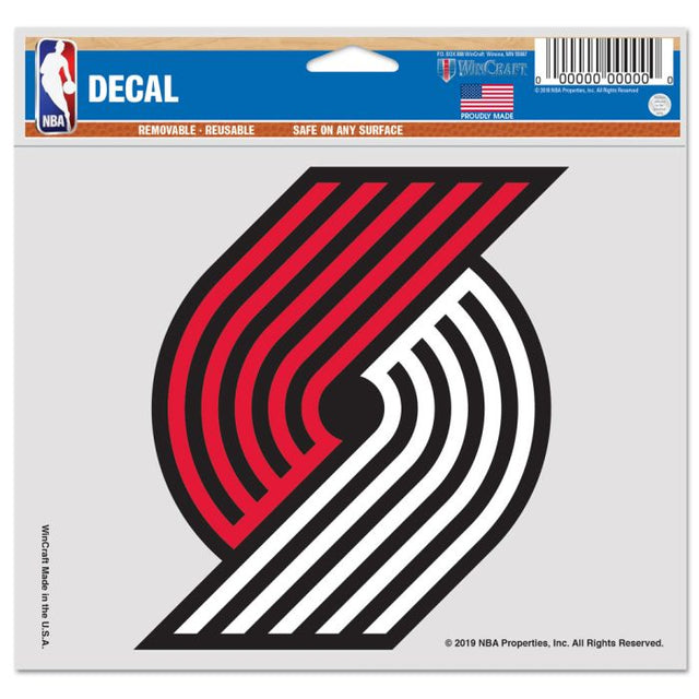 Portland Trail Blazers Multi-Use Decal -Clear Bckrgd 5" x 6"