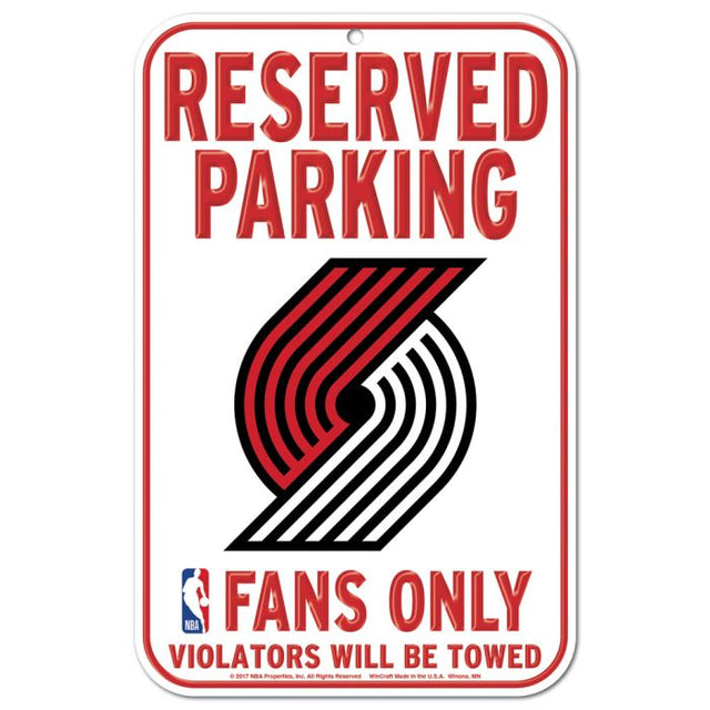 Portland Trail Blazers Reserved Parking Plastic Sign 11" x 17"