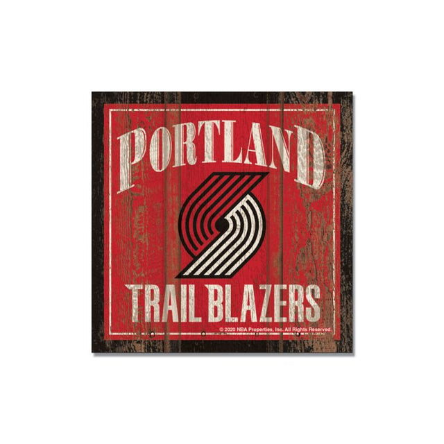 Imán de madera de los Portland Trail Blazers de 3" x 3"