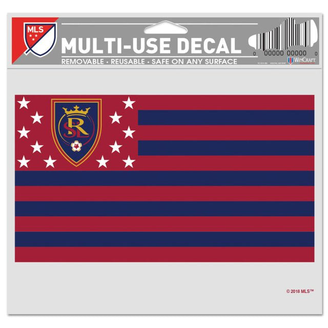 Calcomanía multiusos Real Salt Lake / Patriotic Americana - Fondo transparente 5" x 6"