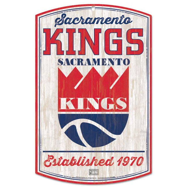 Letrero de madera de los Sacramento Kings Hardwoods de 11" x 17" y 1/4" de grosor