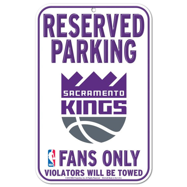 Letrero de plástico de estacionamiento reservado de Sacramento Kings de 11" x 17"