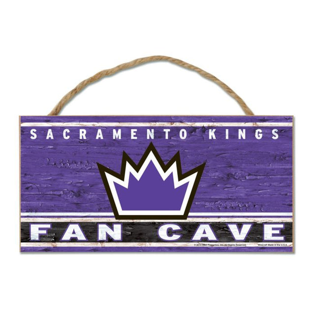 Letrero de madera de los Sacramento Kings con cuerda de 5" x 10"