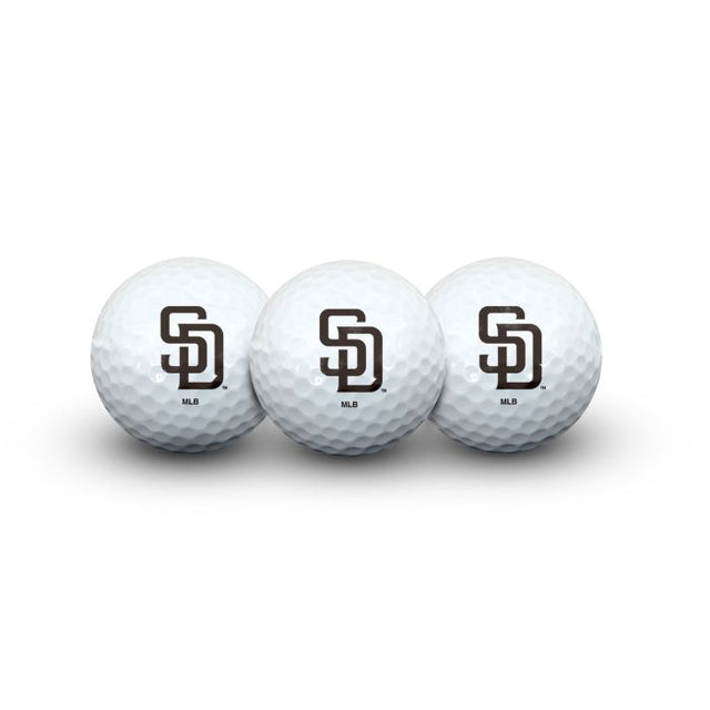 3 pelotas de golf de los Padres de San Diego en estuche tipo concha