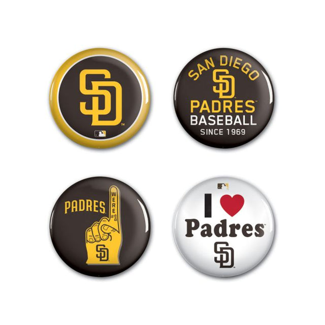 San Diego Padres Button 4 Pack 1 1/4" Rnd