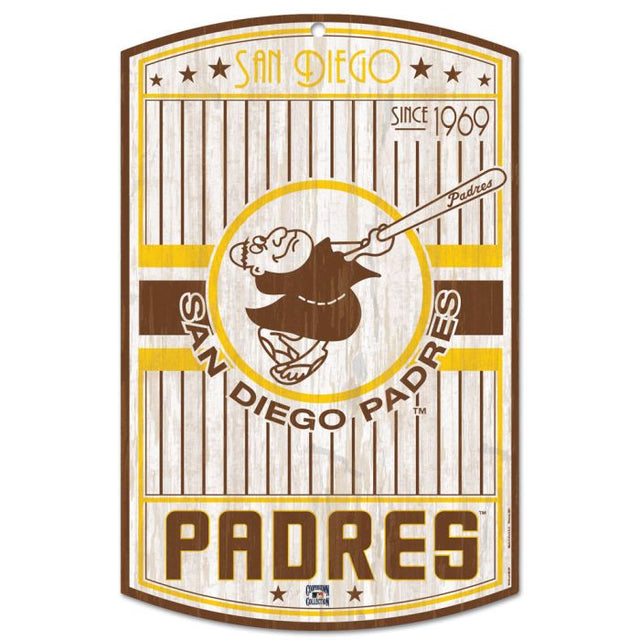 San Diego Padres Cooperstown Wood Sign 11" x 17" 1/4" thick