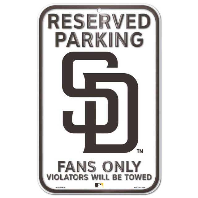 San Diego Padres Reserved Parking Plastic Sign 11" x 17"