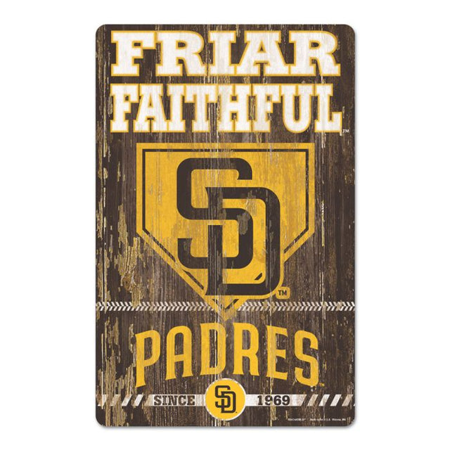 San Diego Padres SLOGAN Wood Sign 11" x 17" 1/4" thick