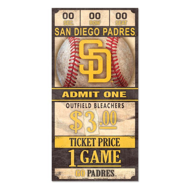 San Diego Padres Wood Sign 6x12 3/8" thick