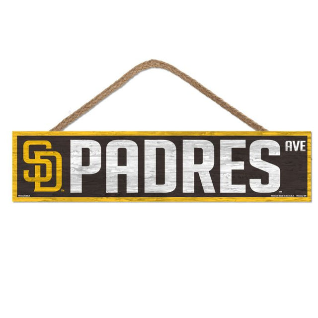 San Diego Padres Wood Sign-with Rope 4" x 17"