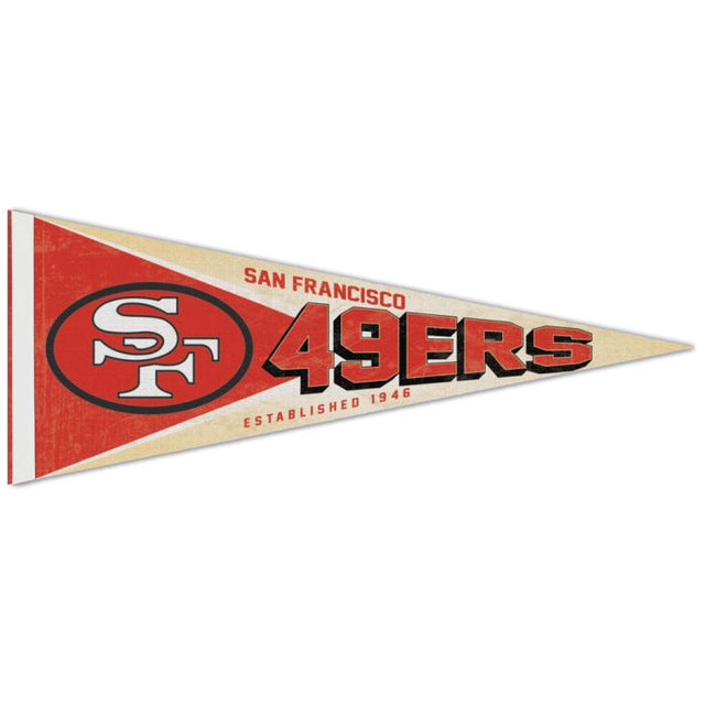 Banderín premium RETRO con el logotipo clásico de los San Francisco 49ers de 12" x 30"