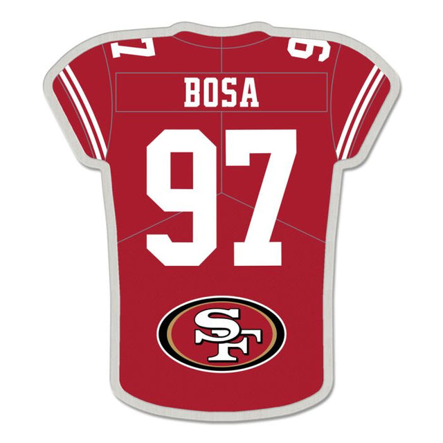 Tarjeta de joyería con pin de colección de la camiseta de los San Francisco 49ers de Nick Bosa