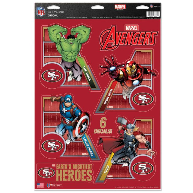 Calcomanía multiusos Marvel de los San Francisco 49ers/Marvel (C) 2021 de 11" x 17"