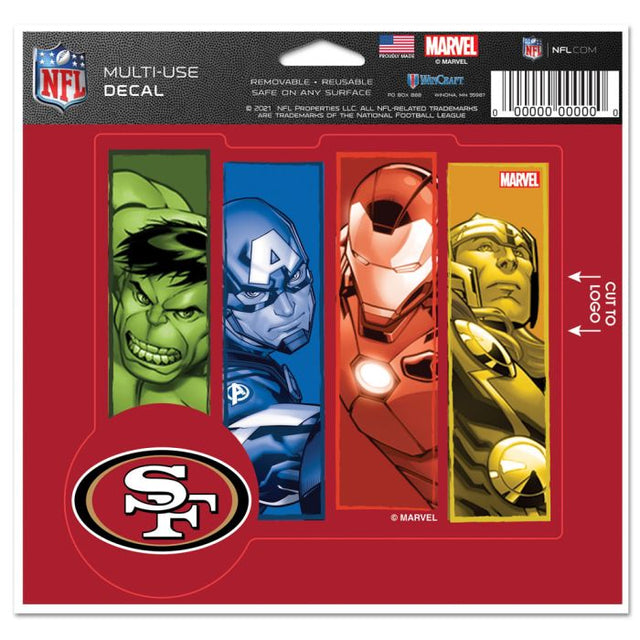 Calcomanía multiusos de Marvel de los San Francisco 49ers/Marvel (C) 2021: corte con el logotipo de 5" x 6"